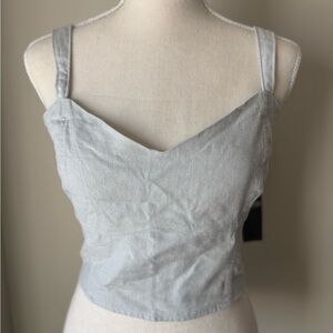 Hollister Light Blue Cropped Linen Viscose Sweetheart Top NWT Size Large